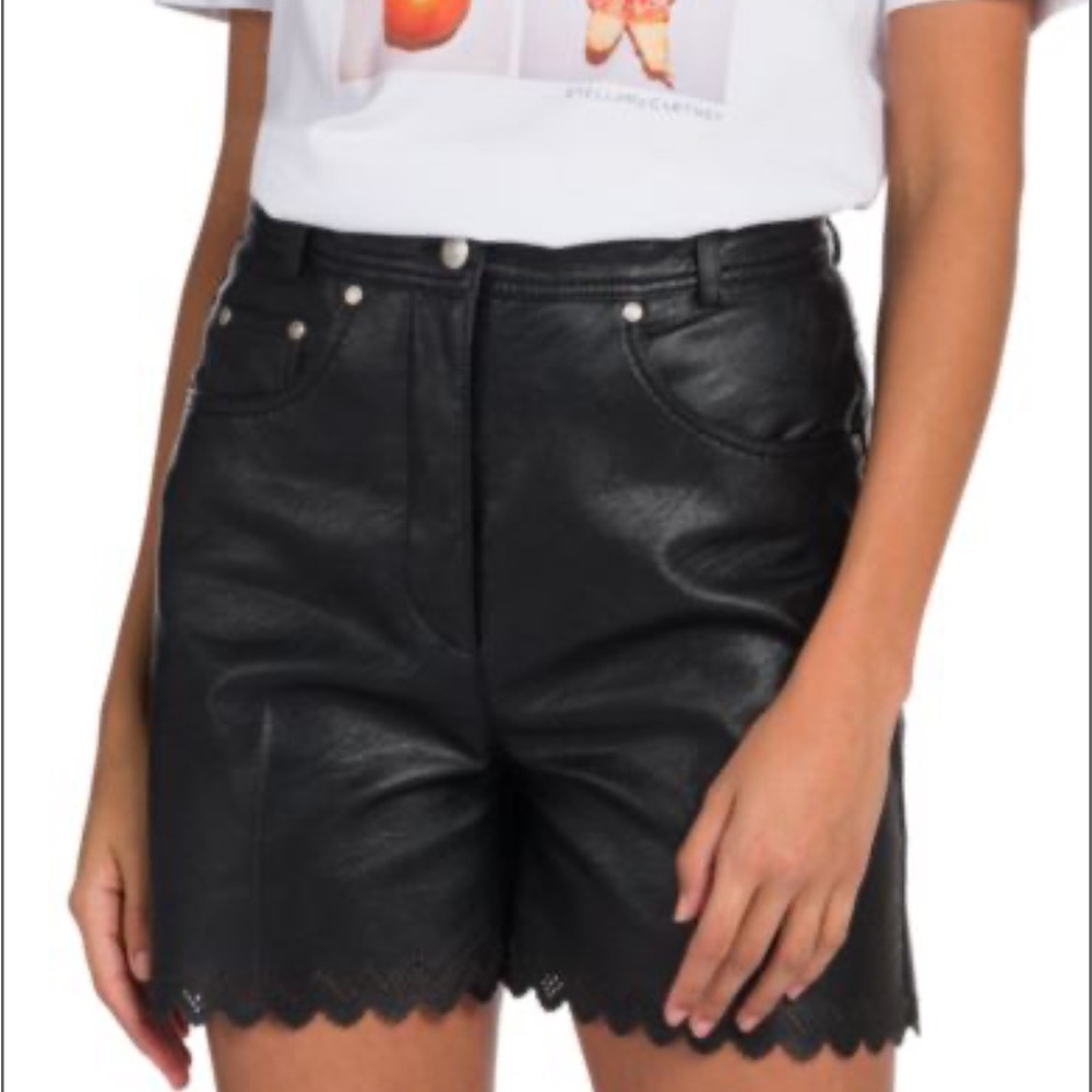 Stella McCartney Maddox Shorts Black Scalloped Perforated Design Hem Size 4/38